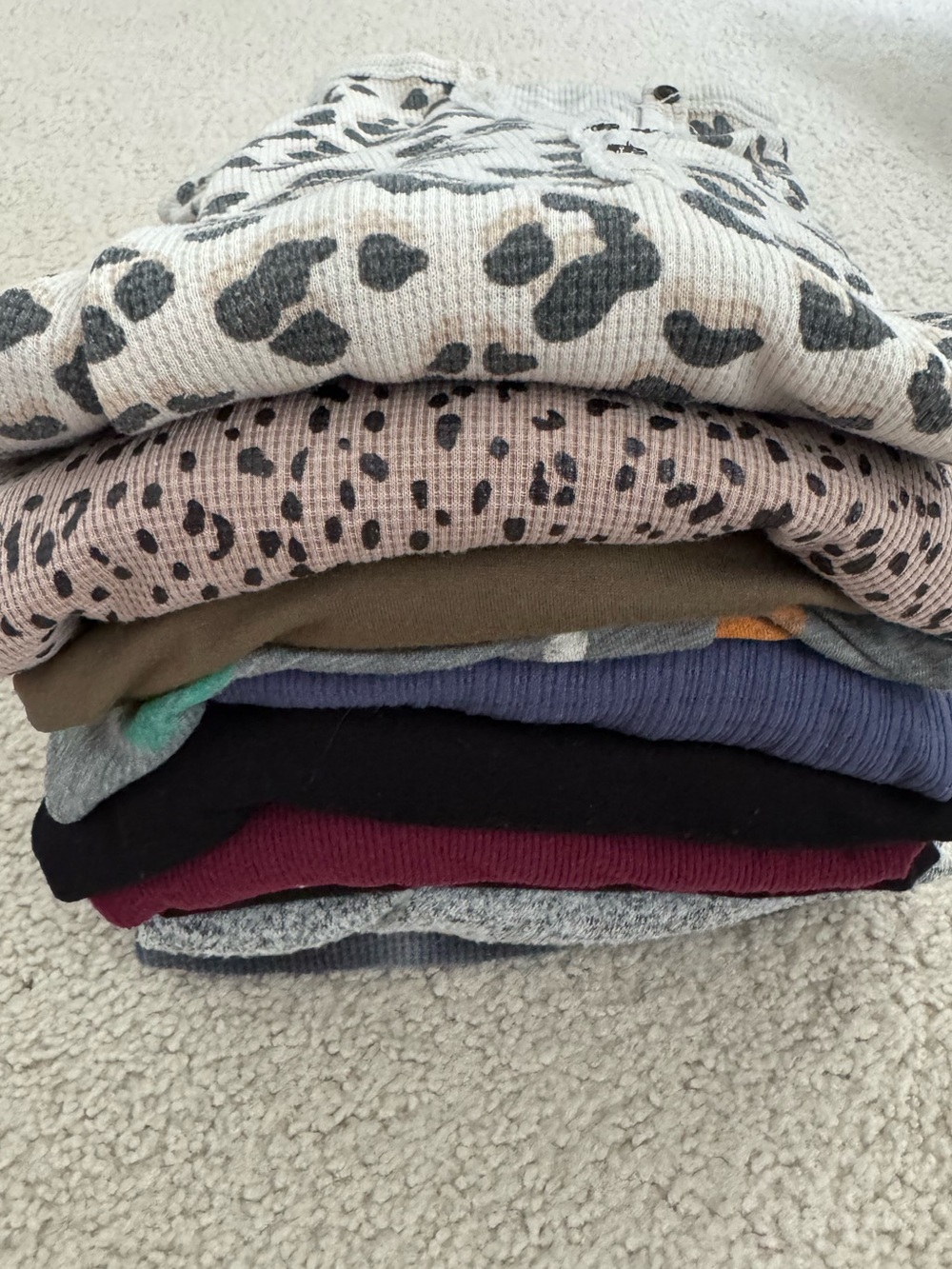 Lot of TEN Women's Mixed Color Sweaters, Henleys, one waffle knit turtle neck.